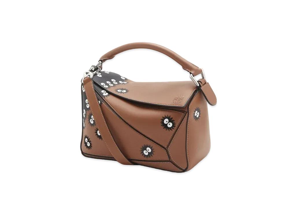 LOEWE x My Neighbor Totoro Dust Bunnies Mini Puzzle Bag In Classic Calfskin "Black/Tan"
