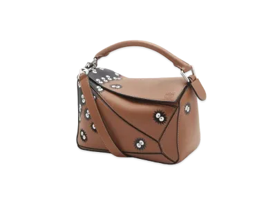 LOEWE x My Neighbor Totoro Dust Bunnies Mini Puzzle Bag In Classic Calfskin "Black/Tan"