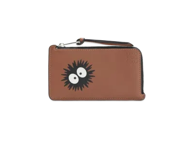 LOEWE x My Neighbor Totoro Dust Bunnies Coin Cardholder In Classic Calfskin "Tan/Black"