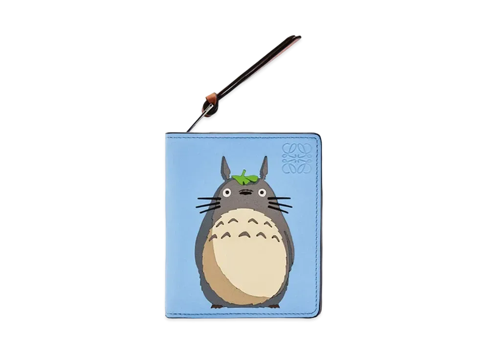 LOEWE x My Neighbor Totoro Compact Zip Wallet In Classic Calfskin "Light Blue"