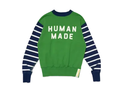 HUMAN MADE Striped Sleeve Sweatshirt "Green"
