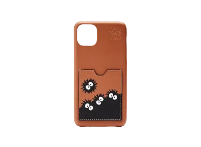 LOEWE x My Neighbor Totoro Dust Bunnies Phone Cover For iPhone 11 Pro Max In Classic Calfskin "Havana"
