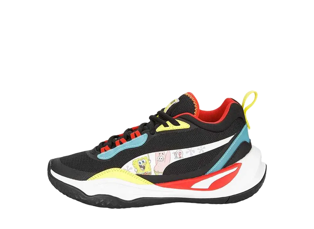 スポンジ・ボブ スクエアパンツ × プーマ GS プレイメーカー スニーカー "プーマ ブラック/プーマ ホワイト/セランダイン/ヒーロー ブルー"