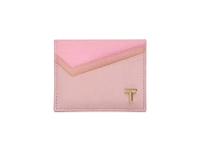Tiffany & Co. Tiffany T Card Case In Colorblock Leather "Pink"