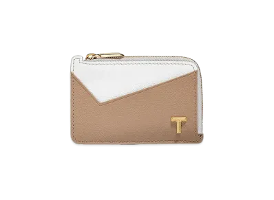 Tiffany & Co. Tiffany T Zip Card Case In Colorblock Leather "Neutral"