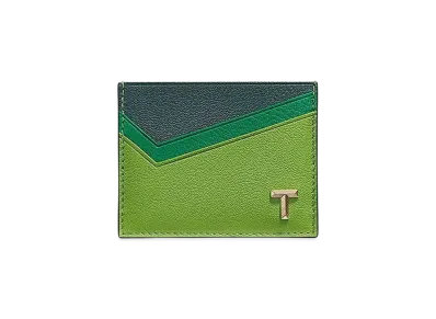 Tiffany & Co. Tiffany T Card Case In Colorblock Leather "Emerald Green"