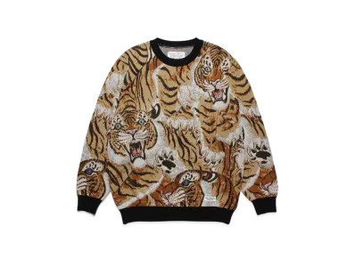 WACKO MARIA Tim Lehi / One Hundred Tigers Jacquard Sweater "Beige"