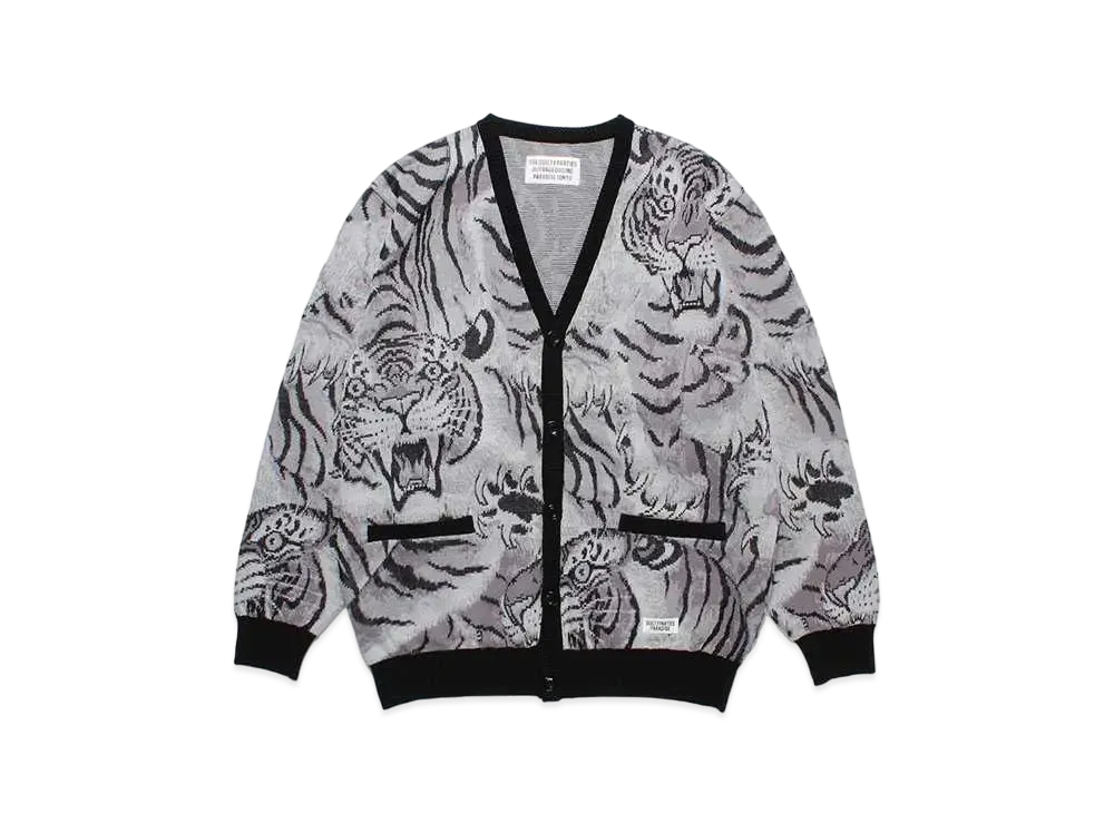 WACKO MARIA Tim Lehi / One Hundred Tigers Jacquard Cardigan "Gray"