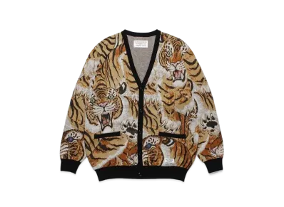 WACKO MARIA Tim Lehi / One Hundred Tigers Jacquard Cardigan "Beige"