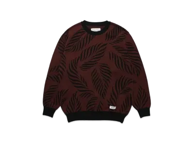 WACKO MARIA Leaf Jacquard Sweater "Burgundy"