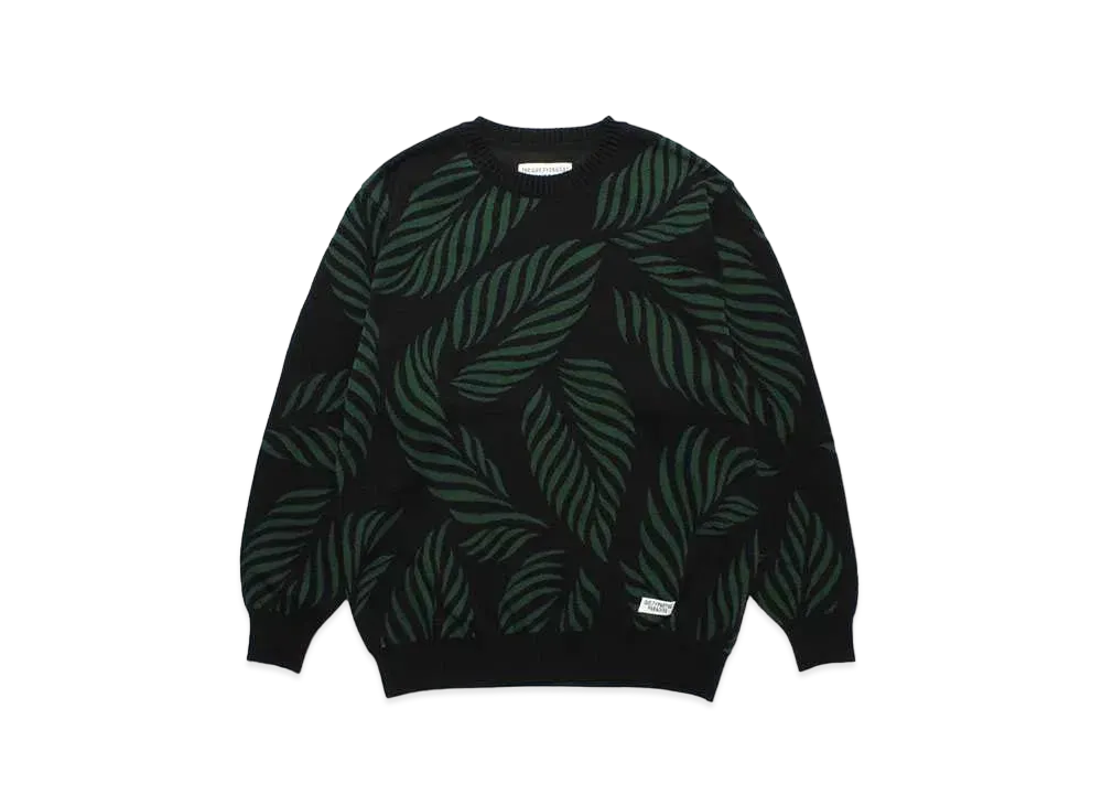 WACKO MARIA Leaf Jacquard Sweater "Green"