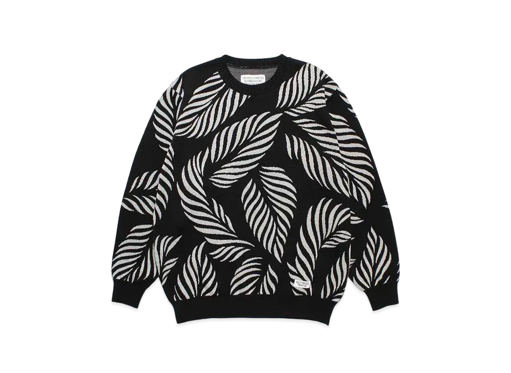 WACKO MARIA Leaf Jacquard Sweater "Gray"