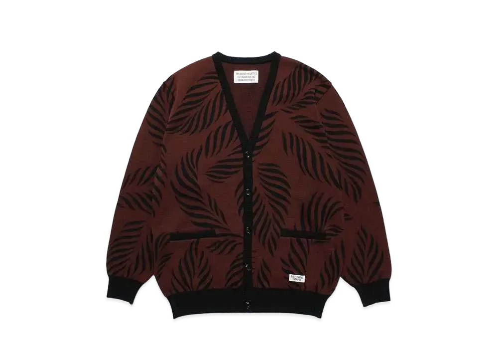 WACKO MARIA Leaf Jacquard Cardigan "Burgundy"