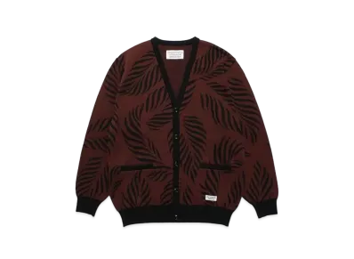 WACKO MARIA Leaf Jacquard Cardigan "Burgundy"