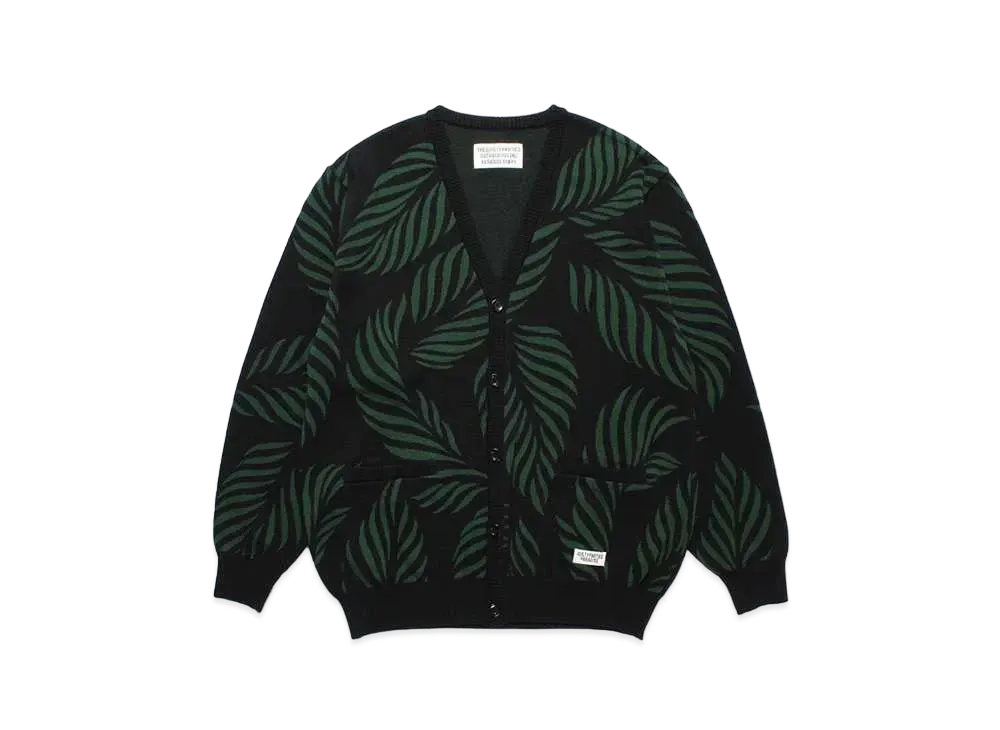 WACKO MARIA Leaf Jacquard Cardigan "Green"
