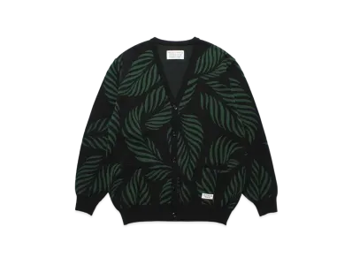 WACKO MARIA Leaf Jacquard Cardigan "Green"