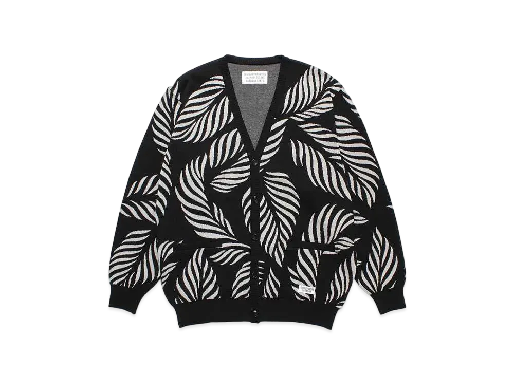 WACKO MARIA Leaf Jacquard Cardigan "Gray"