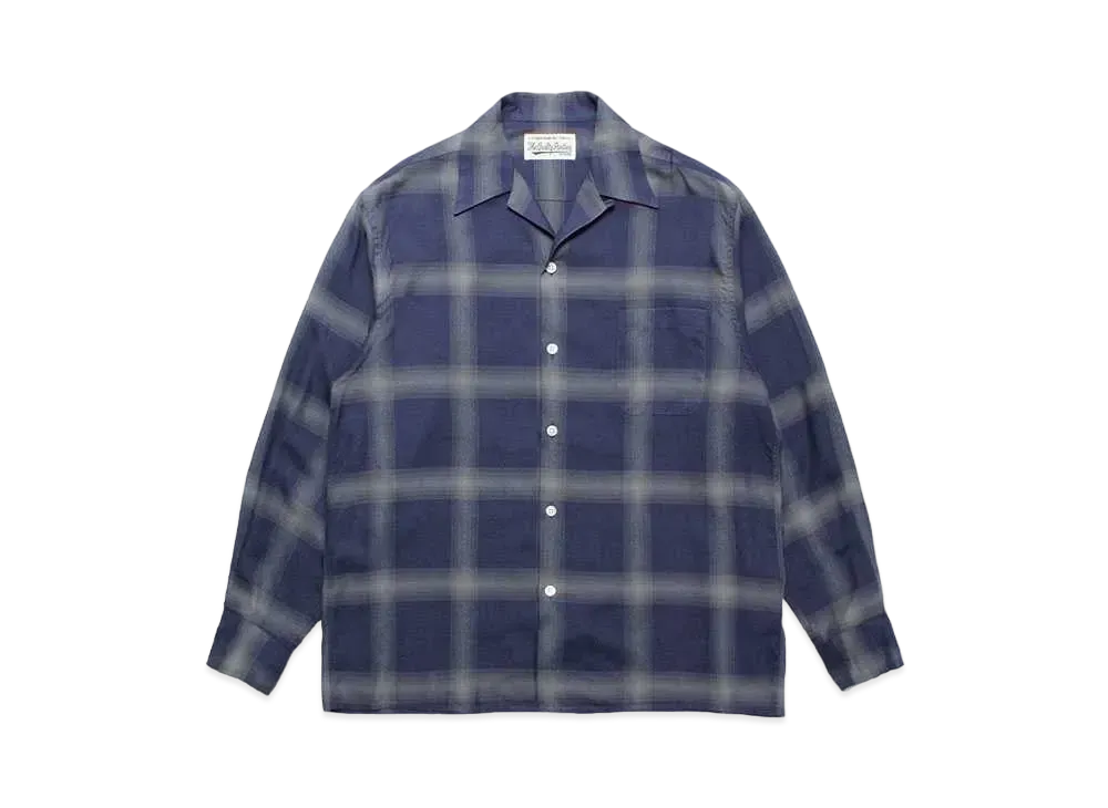 WACKO MARIA Check Open Collar Shirt "Navy"
