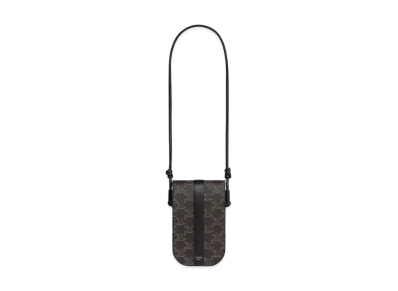 CELINE Phone Pouch In Triomphe Canvas and Calfskin "Black"