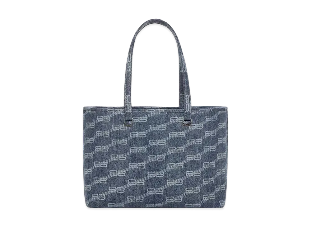 BALENCIAGA Signature Medium East-West Shopper Bag BB Monogram Bleached Denim "Blue"