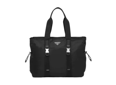 PRADA Re-Nylon and Saffiano Leather Tote "Black"