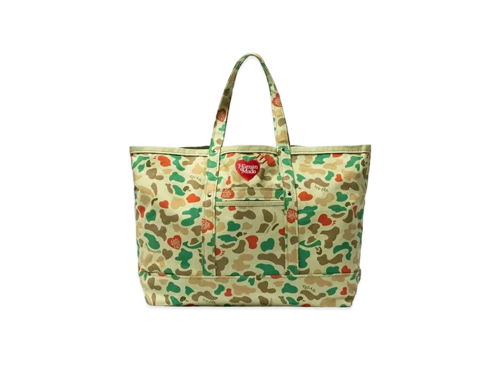 HUMAN MADE x Girls Don'T Cry Heart Camo Tote Bag Large "Green" / VERDY