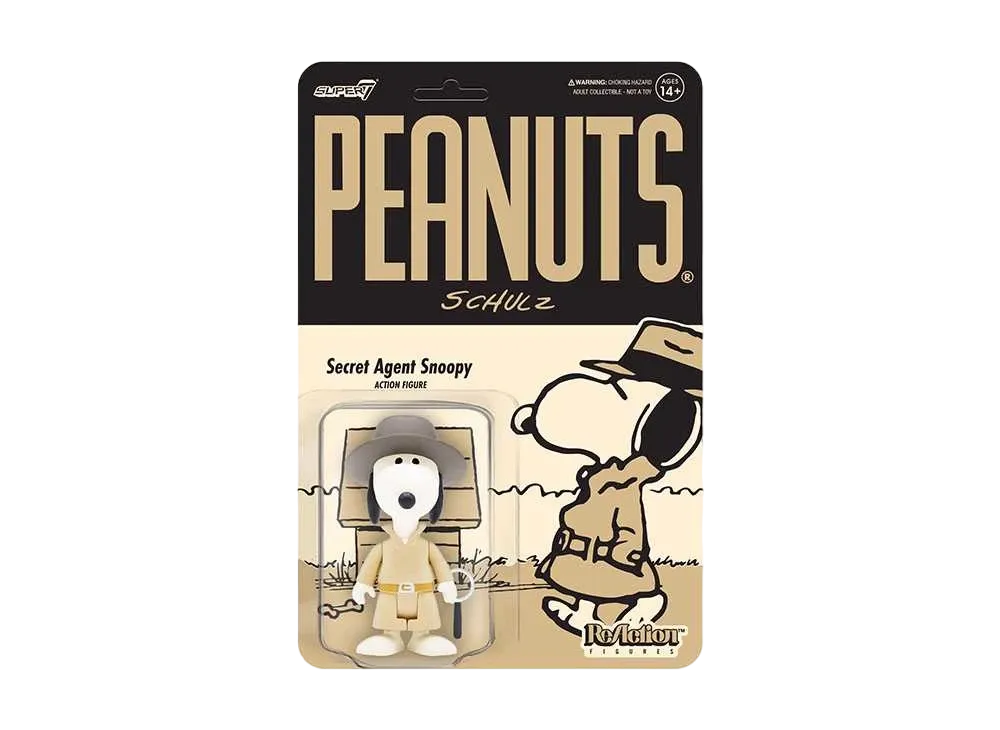 Super7 Peanuts ReAction Action Figure Wave 5 - Secret Agent Snoopy "Multicolor"