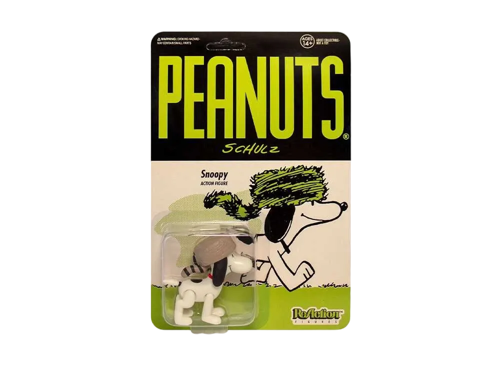 Super7 Peanuts ReAction Action Figure Raccoon Hat Snoopy "Multicolor"