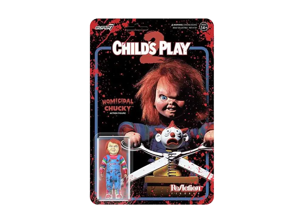 Super7 Childs Play 2 Reaction Action Figure - Homicidal Chucky(Blood Splatter)"Multicolor"
