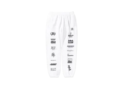 Black Eye Patch Multi Logo Sweat Pants "White"
