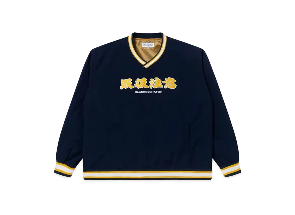 Black Eye Patch Handle With Care V Neck Pullover "Navy"