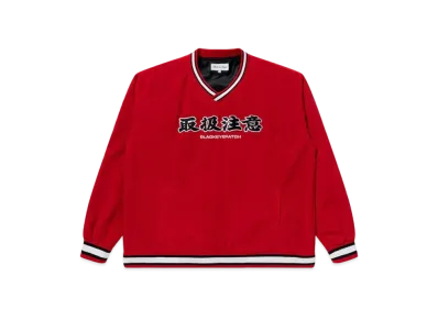 Black Eye Patch Handle With Care V Neck Pullover "Red"