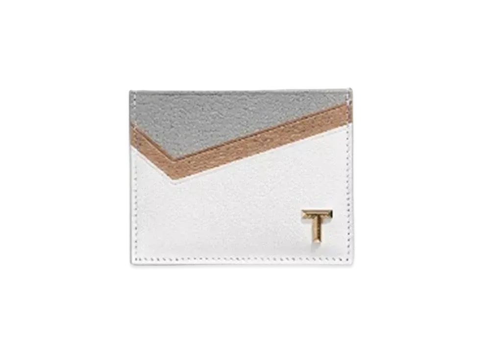 Tiffany & Co. Tiffany T Card Case In Colorblock Leather "Taupe" 