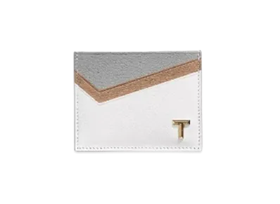 Tiffany & Co. Tiffany T Card Case In Colorblock Leather "Taupe"