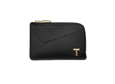 Tiffany & Co. Tiffany T Zip Card Case In Leather "Black"
