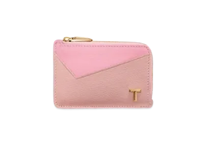 Tiffany & Co. Tiffany T Zip Card Case In Colorblock Leather "Pink"