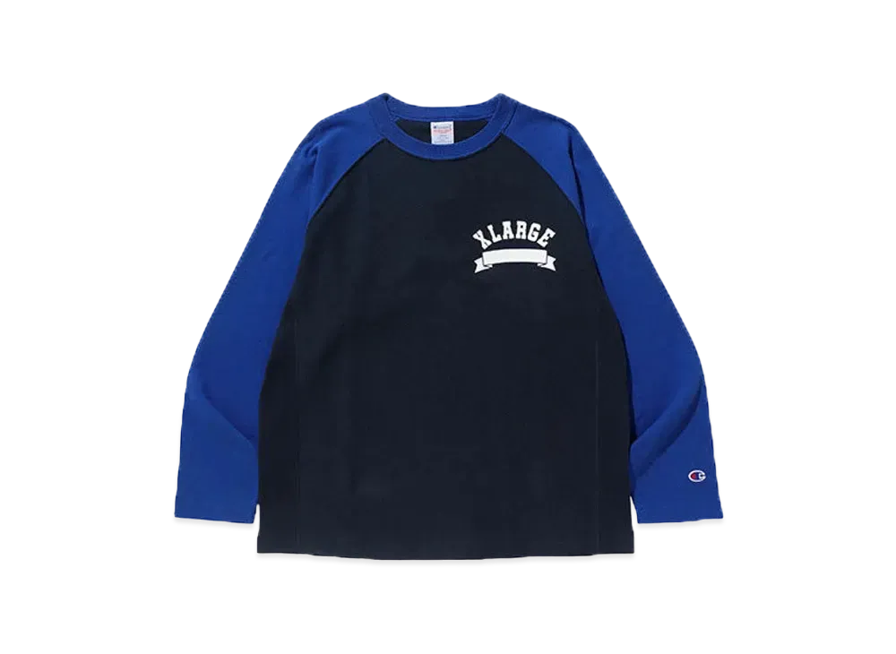 XLARGE x Champion Reverse Weave Raglan L/S Tee "Blue"