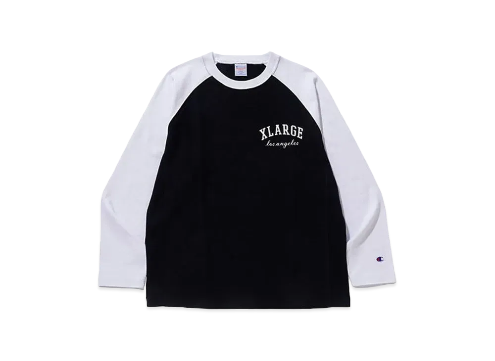 XLARGE x Champion Reverse Weave Raglan L/S Tee "Black"