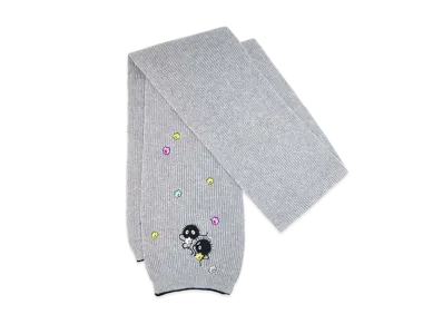 LOEWE x Spirited Away Susuwatari Embroidered Knit Scarf In Wool "Grey/Light Blue"