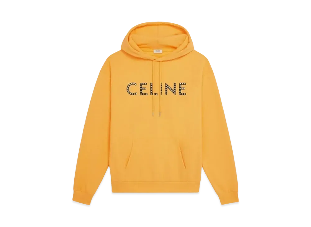 CELINE Loose Hoodie In Cotton Fleece With Studs "Mimosa/Black"
