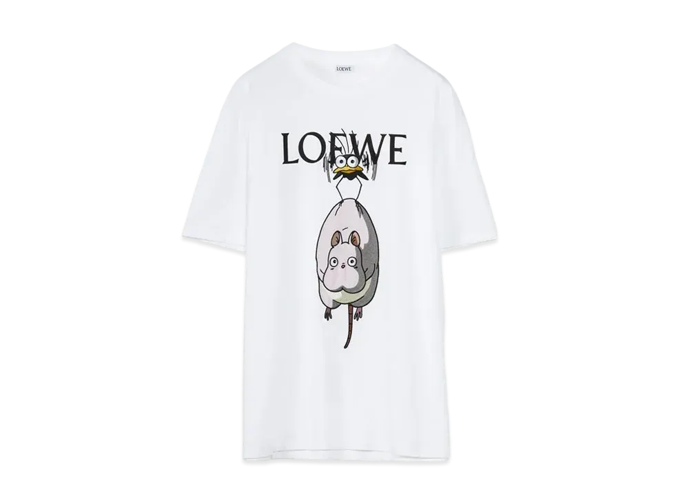 ロエベ x 千と千尋の神隠し 坊ネズミ 湯バード Tシャツ (コットン) "ホワイト/マルチカラー" S928Y22J08 0010658672