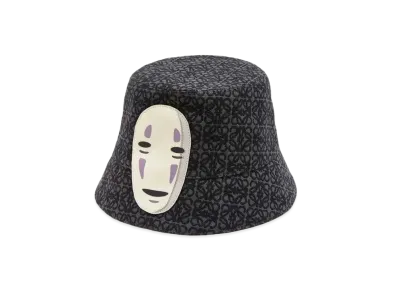 LOEWE x Spirited Away Kaonashi Bucket Hat In Anagram Jacquard and Calfskin "Anthracite/Black"
