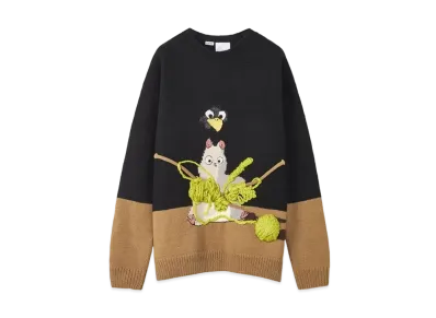 LOEWE x Spirited Away Bo Mouse Intarsia Sweater In Wool "Black/Camel"