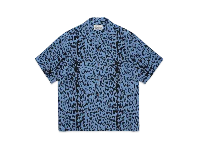 WACKO MARIA Leopard Open Collar Shirt "Navy"