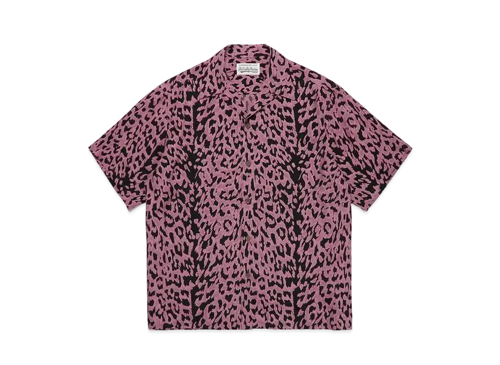 WACKO MARIA Leopard Open Collar Shirt "Burgundy"