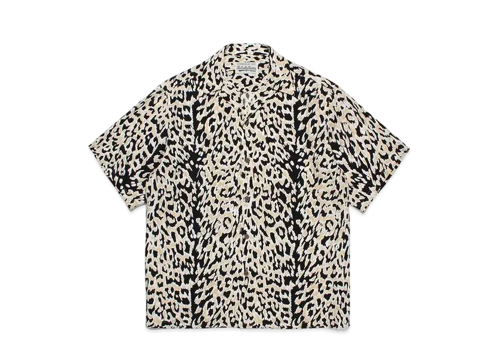 WACKO MARIA Leopard Open Collar Shirt "Beige"