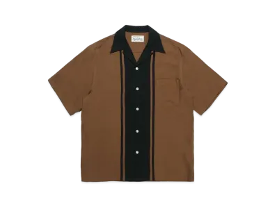 WACKO MARIA Two Tone 50's Open Collar Shirt "Brown"