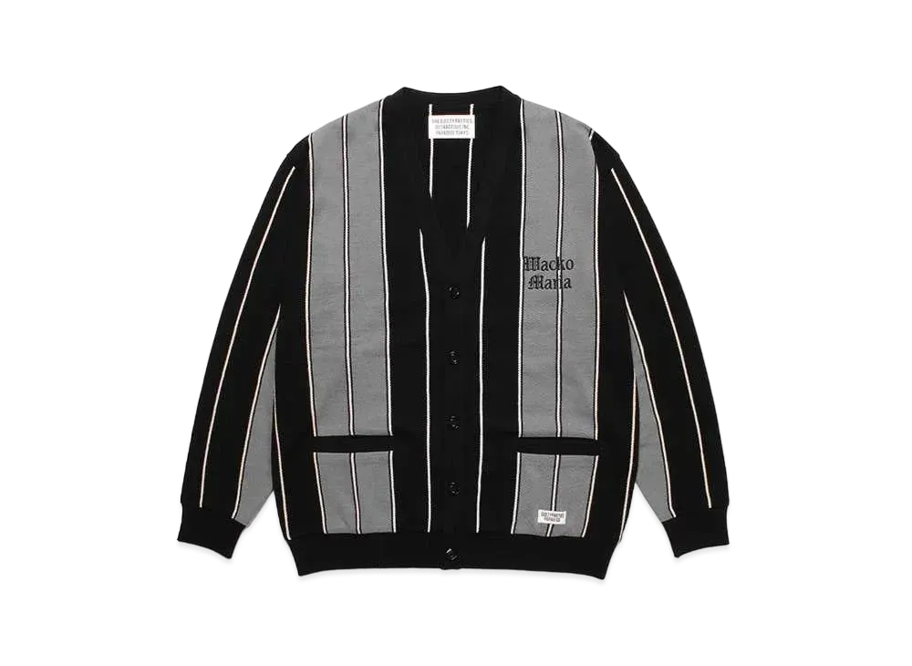 WACKO MARIA Striped Knit Jacquard Cardigan "Gray"