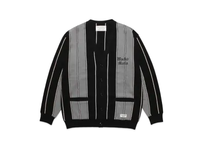 WACKO MARIA Striped Knit Jacquard Cardigan "Gray"