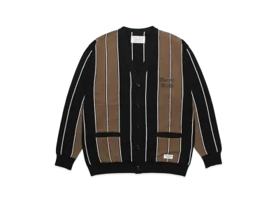 WACKO MARIA Striped Knit Jacquard Cardigan "Brown"